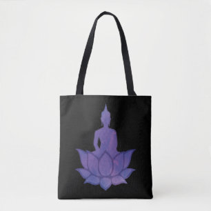Buddha on Lotus Purple Tote Bag