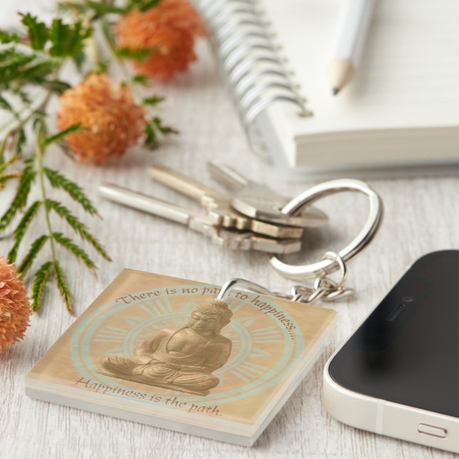 Buddha - Path To Happiness Mandala Key Ring (Front Right)