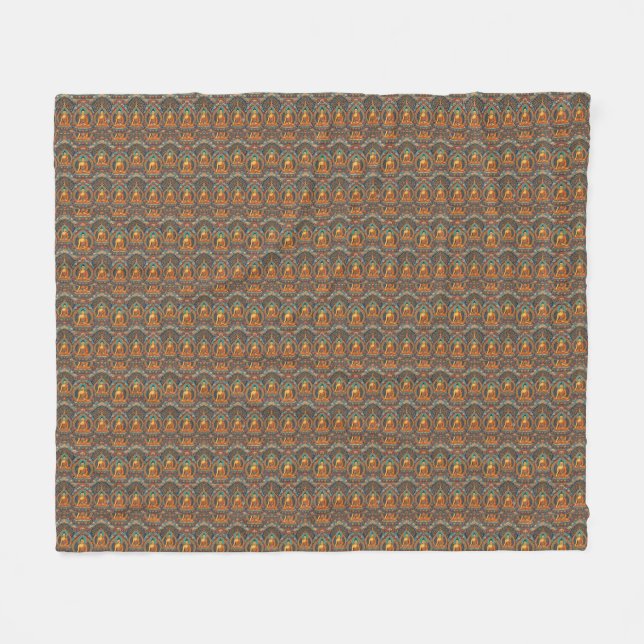 Buddha Pattern Fleece Blanket (Front (Horizontal))