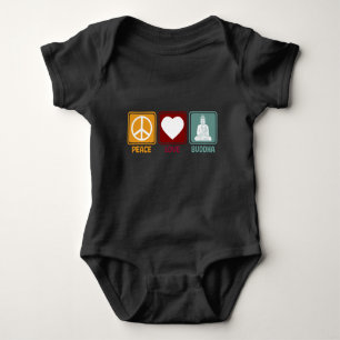 Buddha Peace Love Retro Gift for Buddhist Baby Bodysuit