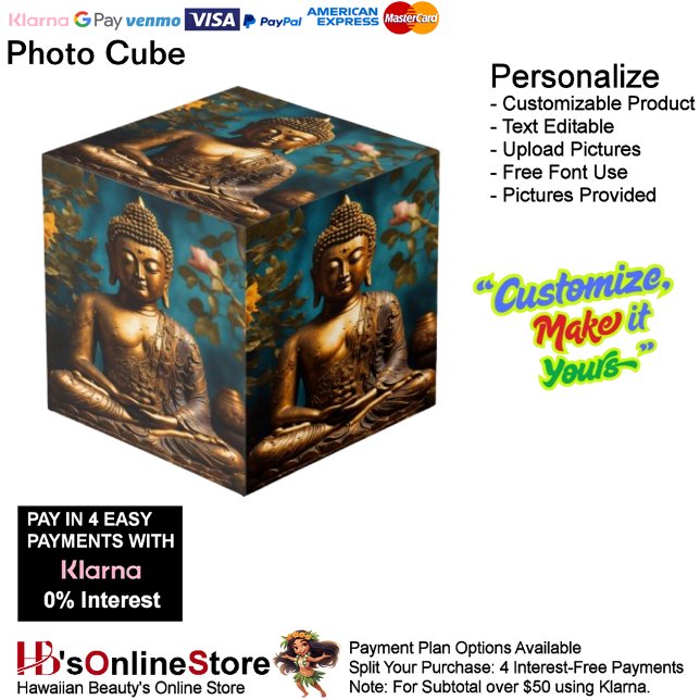 Buddha Photo Cube (Buddha Floral Turquoise Calm Photo Cube.)
