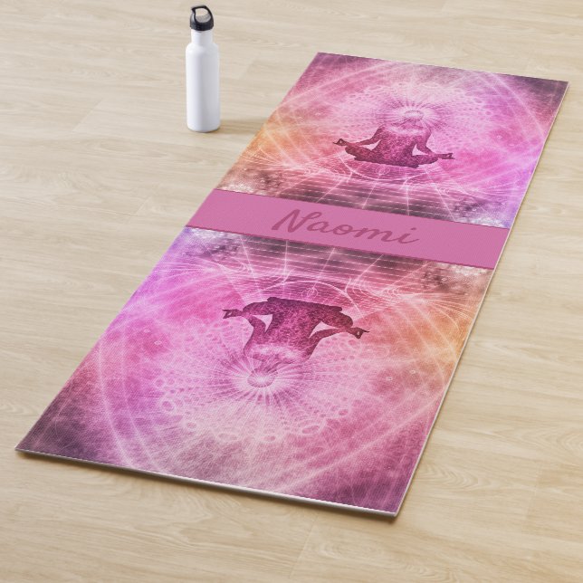 Buddha pink purple meditation name yoga mat (In Situ)