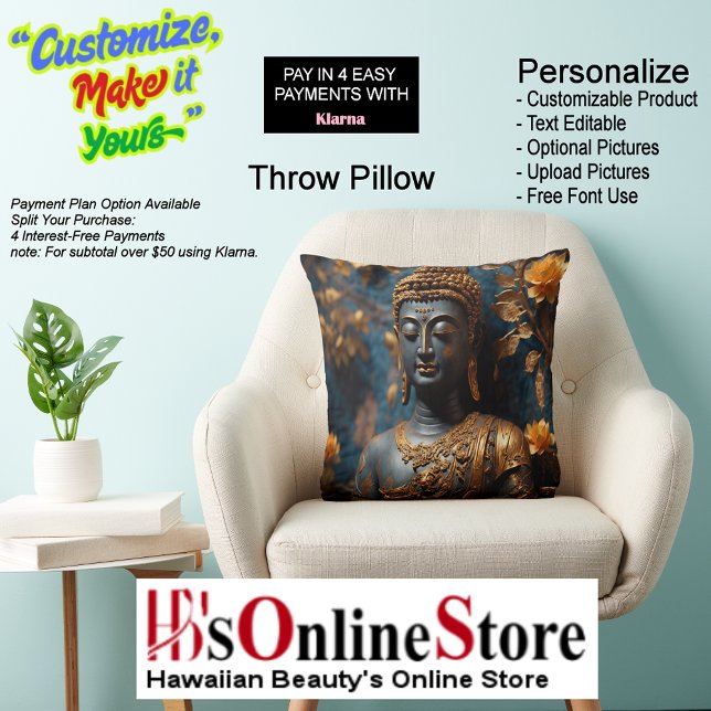 Buddha Polyester Throw Pillow (Buddha Square Polyester Throw Pillow.)