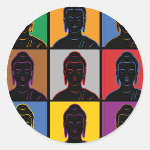 Buddha Pop Art Classic Round Sticker