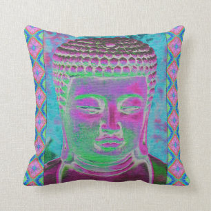 Buddha Pop in Magenta and Turquoise Cushion