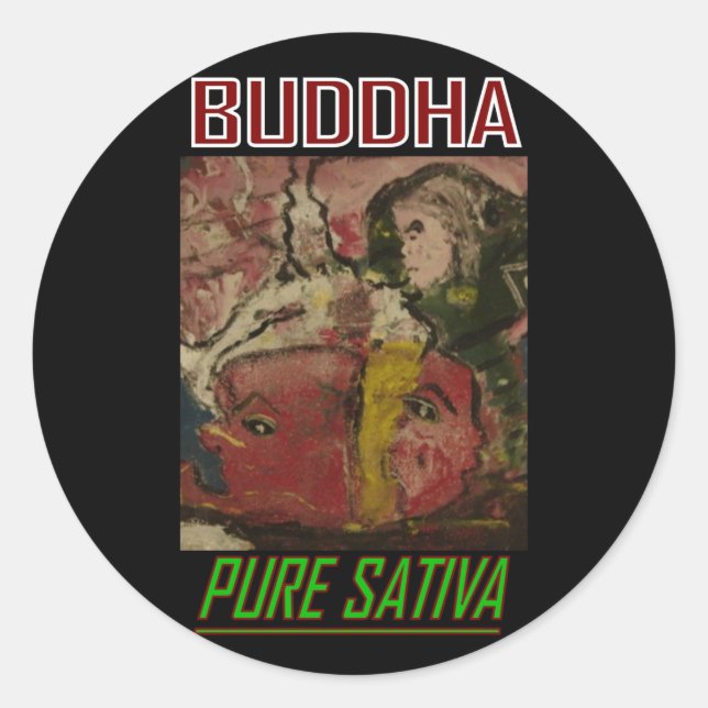 BUDDHA PURE SATIVA CLASSIC ROUND STICKER (Front)