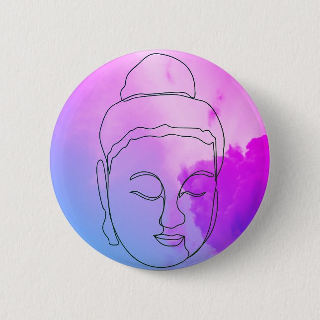 Buddha Purple Sky background Button for Backpacks (Front)