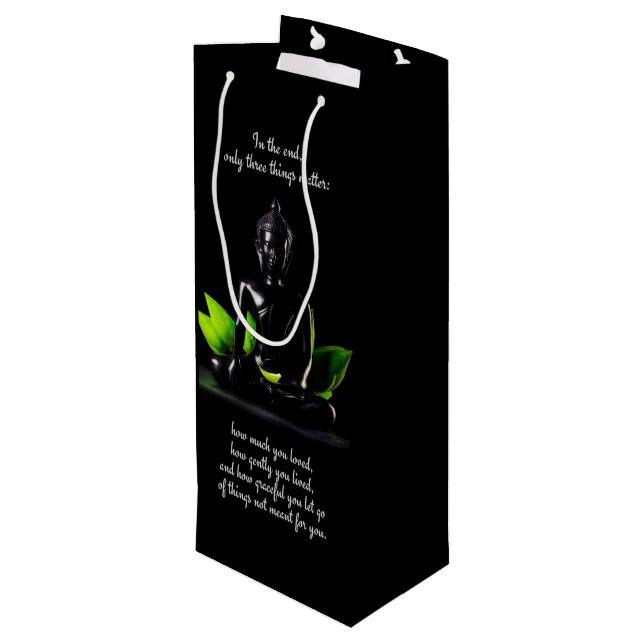 Buddha Quote 3 wine gift bag (Back Angled)
