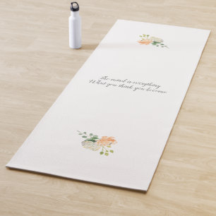Buddha quote and Floral Yoga Mat
