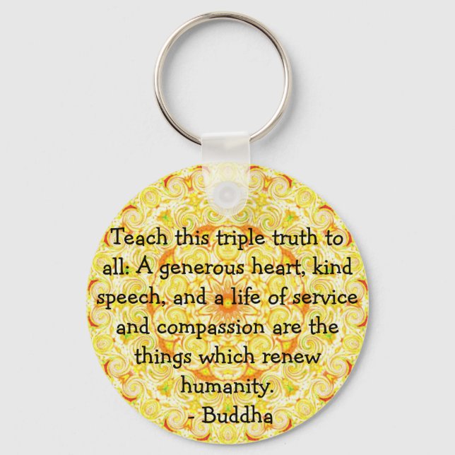 Buddha quote inspirational yoga meditation art key ring (Front)