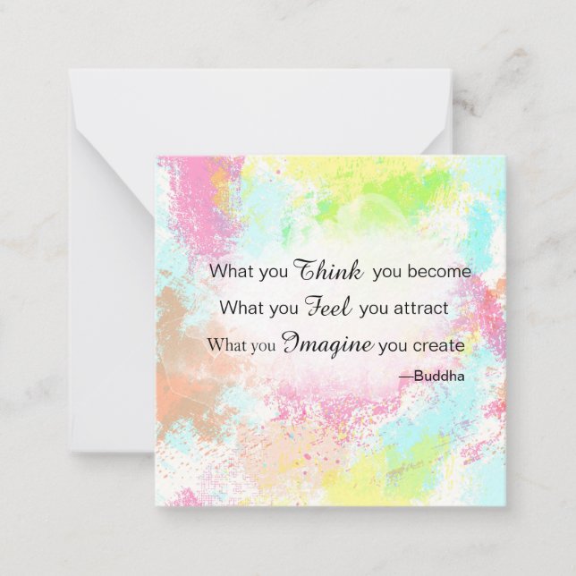 *~ Buddha Quote Pastel Watercolor  AP62  Note Card (Front)