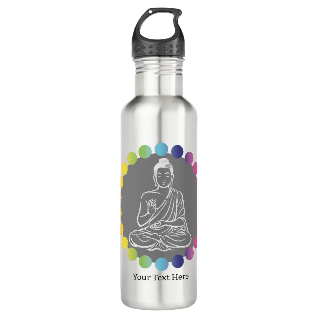 Buddha Rainbow Chakras Spiritual Metaphysical Yoga 710 Ml Water Bottle (Front)