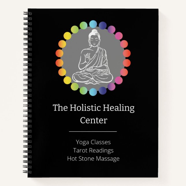 Buddha Rainbow Chakras Spiritual Metaphysical Yoga Notebook (Front)