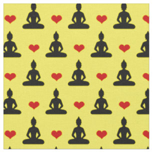 Buddha & Red Heart fashion Fabric /Buddhism Yoga