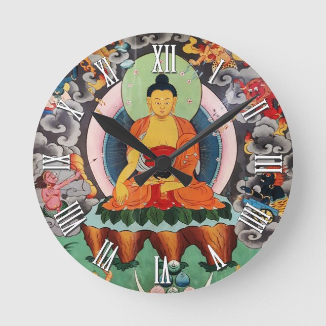 Buddha Shakyamuni, Tibetan Buddhism, Nepal Round Clock (Front)