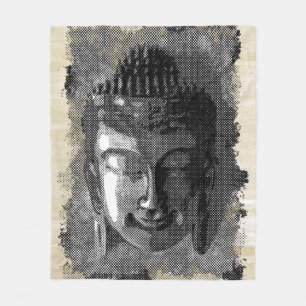 Buddha smile I - halftone black + your ideas Fleece Blanket
