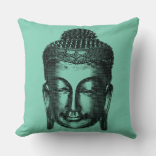 Buddha smile II - halftone black + your ideas Cushion