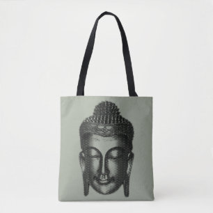 Buddha smile II - halftone black + your ideas Tote Bag