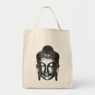 Buddha smile II - halftone black + your ideas Tote Bag