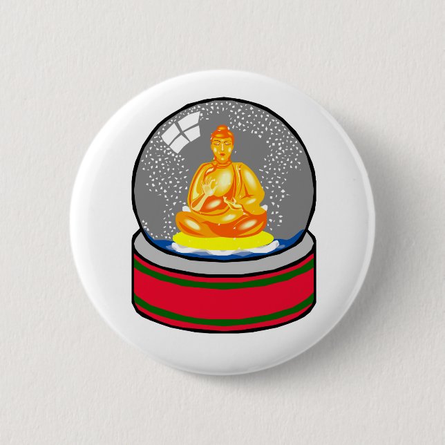Buddha Snow Globe 6 Cm Round Badge (Front)
