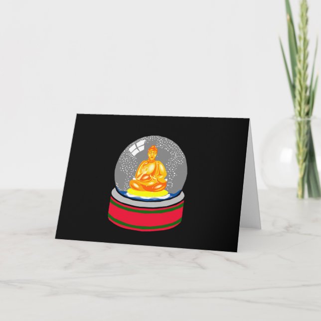 Buddha Snow Globe Holiday Card (Front)