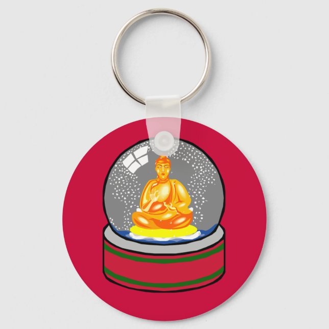 Buddha Snow Globe Key Ring (Front)