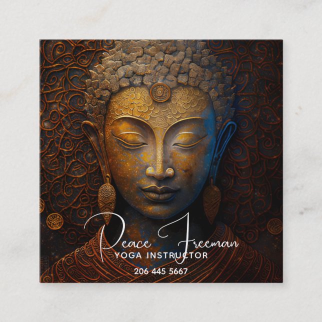 Buddha, Spiritual Meditation Square Business Card (Front)