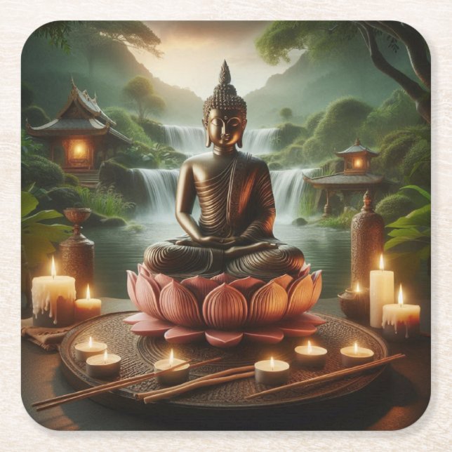 Buddha Square Paper Coaster (Front)