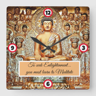 Buddha square wall clock