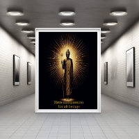 Buddha standing amid radiant light.