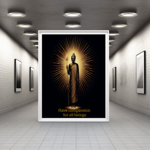 Buddha standing amid radiant light. poster
