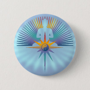 Buddha Star 3D blue shine 6 Cm Round Badge