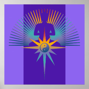 Buddha Star 3D   lila violet Poster