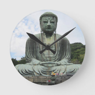 Buddha Statue Buddhism Round Clock