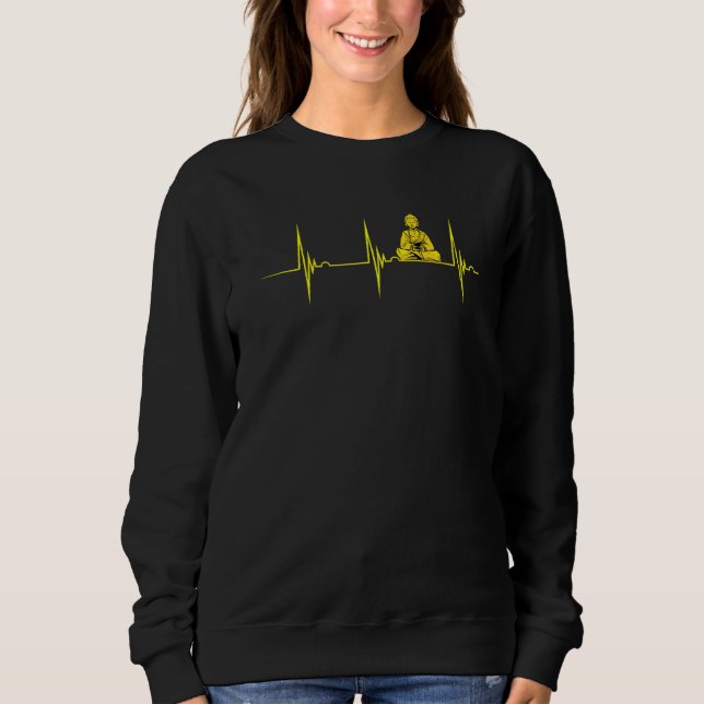 Buddha Statue Buddhist Heartbeat Ekg Pulse Zen Yog Sweatshirt (Front)