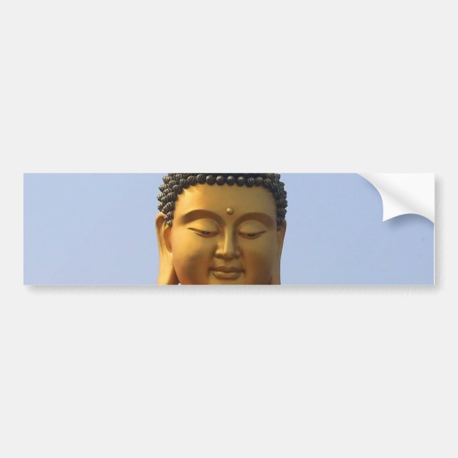 Buddha Statue in Blue Sky, Hand Raised Bumper Sticker (Front)