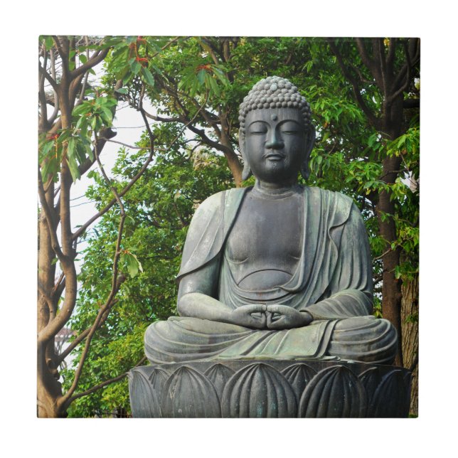 Buddha statue in Tokyo, Japan Ceramic Tile (Front)