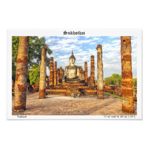 Buddha statue, Wat Mahathat, Sukhothai Photo Print