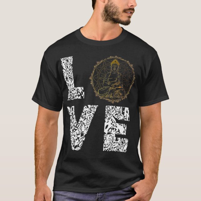 Buddha Statue Zen Yoga Lover Meditation Mantra Gau T-Shirt (Front)