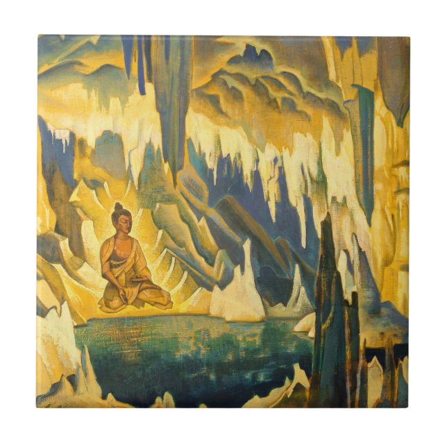 Buddha the Winner (Buddhist Art) (by Roerich) Ceramic Tile (Front)