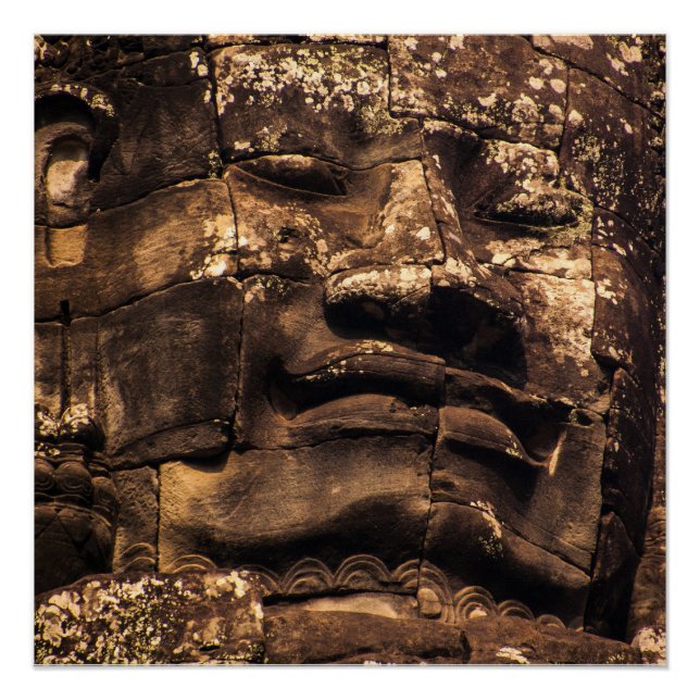 Buddha Totem Angkor Wat Cambodia Square Art Poster (Front)