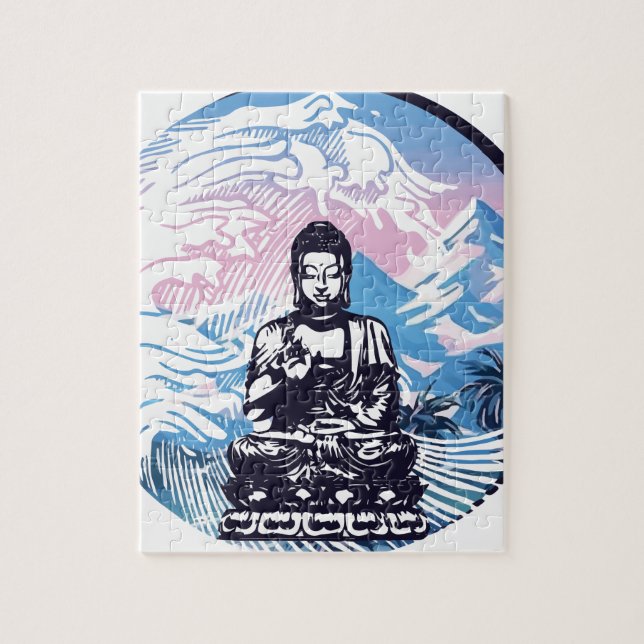 Buddha Tropical Mountain Wave Jigsaw Puzzle (Vertical)