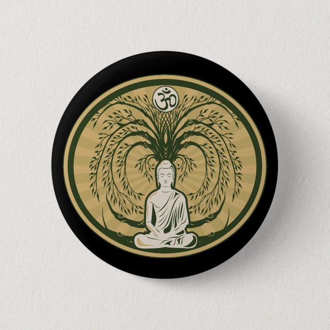 Buddha Under the Bodhi Tree 6 Cm Round Badge (Front)