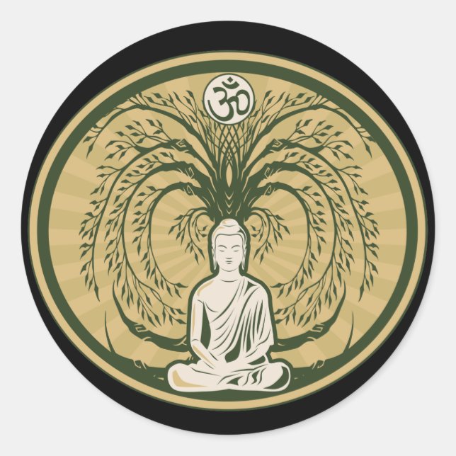 Buddha Under the Bodhi Tree Classic Round Sticker (Front)