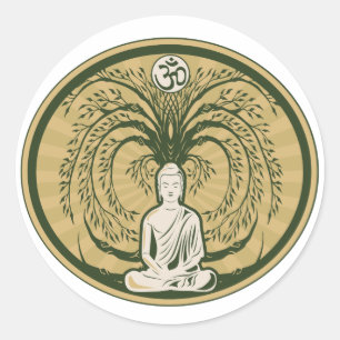 Buddha Under the Bodhi Tree Classic Round Sticker