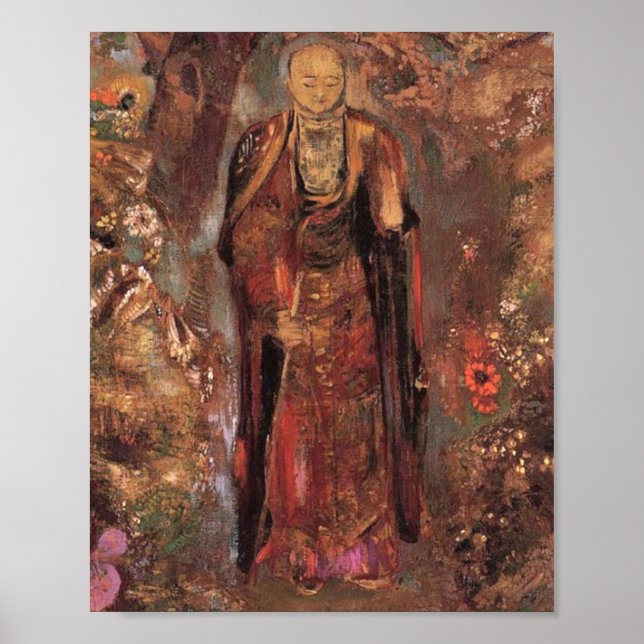 Buddha Walking Among The Flowers By Odilon Redon Poster (Front)