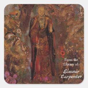 Buddha Walking Among the Flowers by Odilon Redon Square Sticker