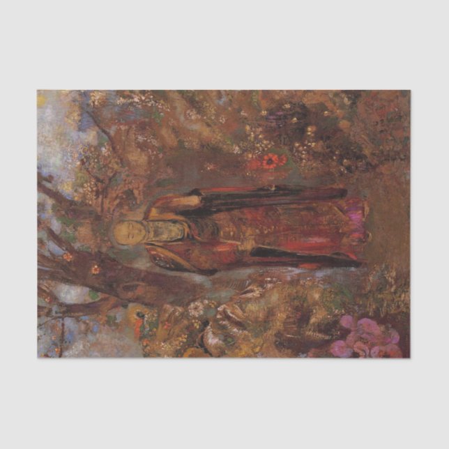 Buddha Walking Among the Flowers by Odilon Redon Tissue Paper (Front)