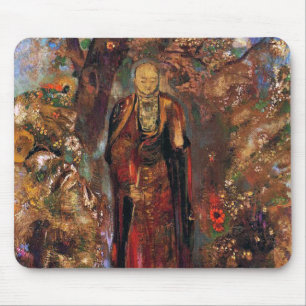 Buddha Walking Among the Flowers Mouse Pad
