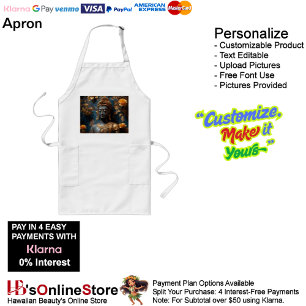Buddha White Long Apron with Pockets